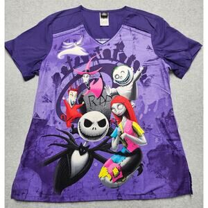 Nightmare Before Christmas Scrub Top Womens M Jack Sally Disney Pockets